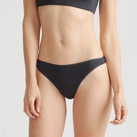 New Quince Organic Cotton HIGH CUT Thong 6 Pack Black, White & Ocean Blue S & XS - Picture 2 of 12